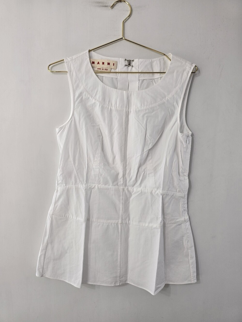 Marni Cotton Poplin Sleeveless Blouse Top White Like New Size 40 EU 4 US Minimal